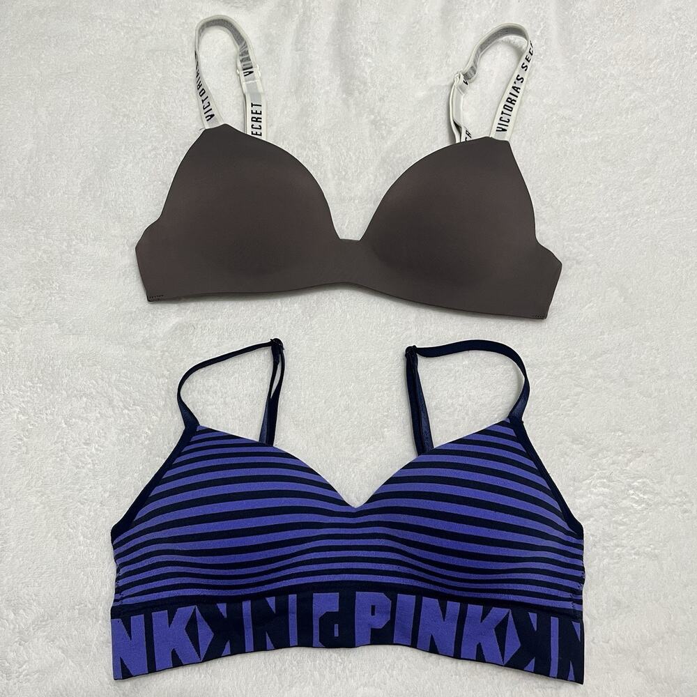 Victoria's Secret Pink Wireless T-Shirt Bra Set Sz XS/32B Multicolor Wire Free
